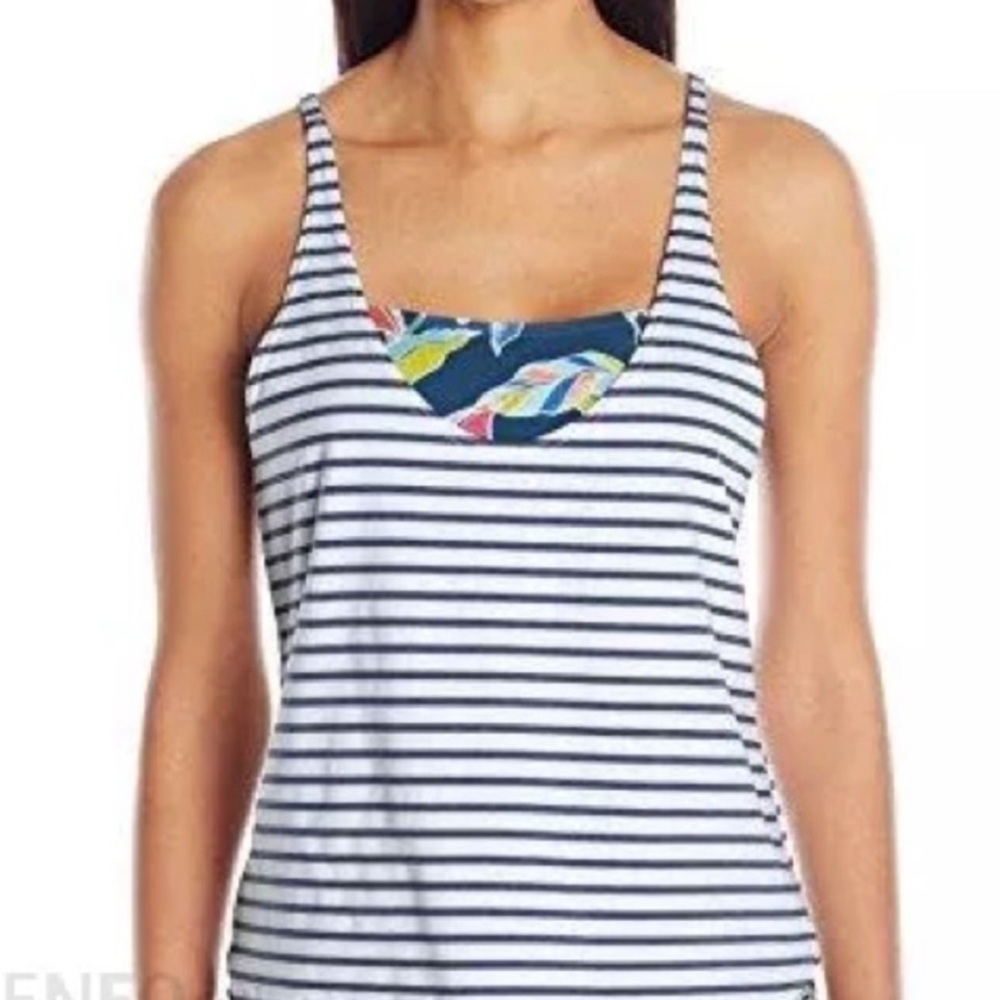 Splendid Blue and White Swim Tank Top